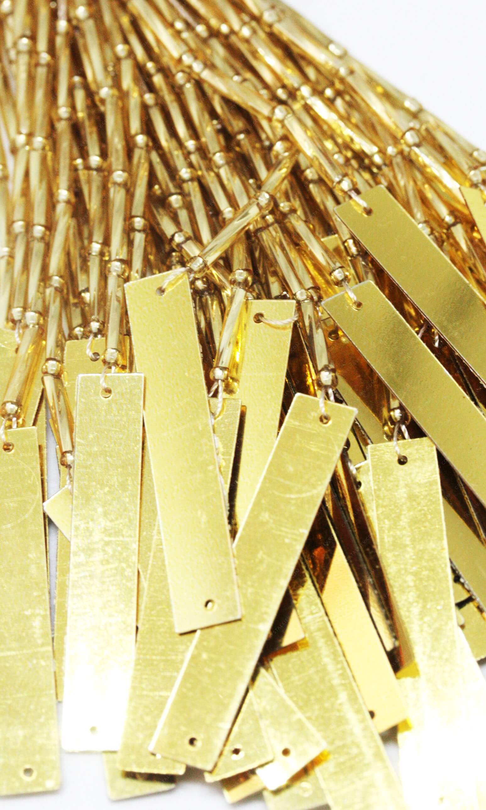 Стеклярус Lt. Gold + паєтка Gold паличка 7х38мм